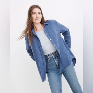 Madewell blue Flannel Side-Button Oversized Ex-Boyfriend Shirt S